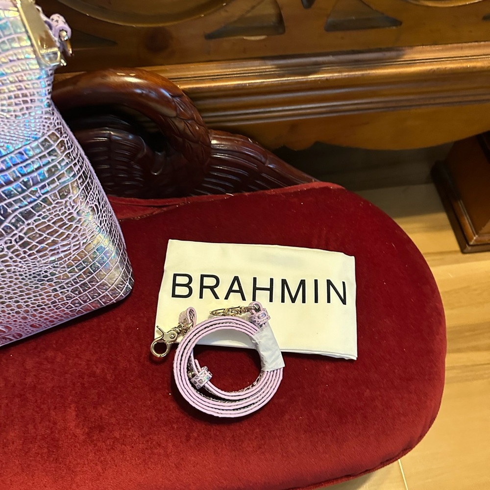 Brahmin Violet Wonderland Leather Satchel - Picture 2 of 6
